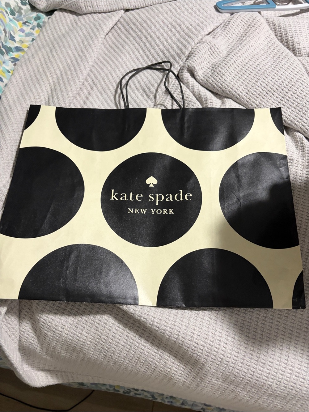 kate spade Black and Cream Polka Dot Tote Bag